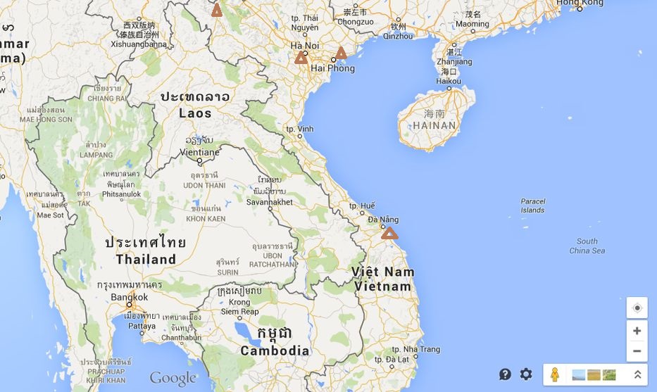 Vietnam mapa sever a střed